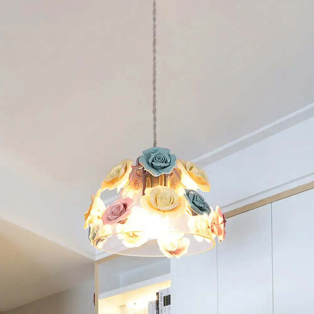 Modern transparent glass flower decor pendant – dining room light