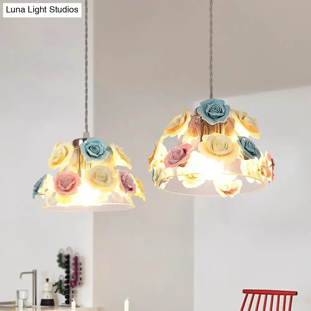 Modern transparent glass flower decor pendant – dining room light