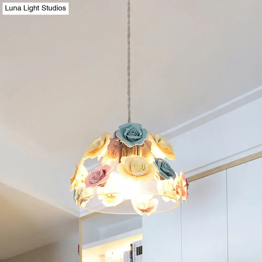 Modern transparent glass flower decor pendant – dining room light