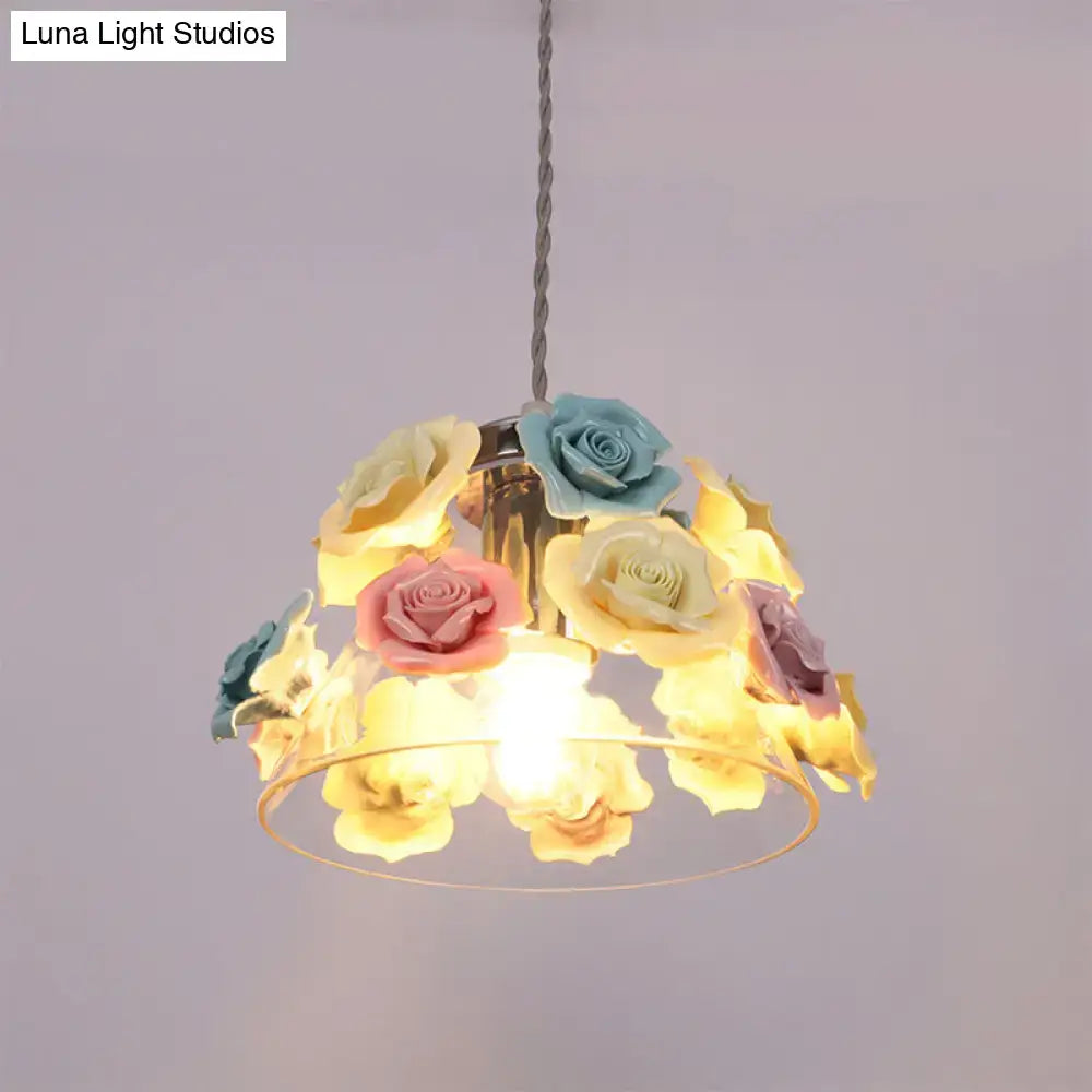 Modern transparent glass flower decor pendant – dining room light