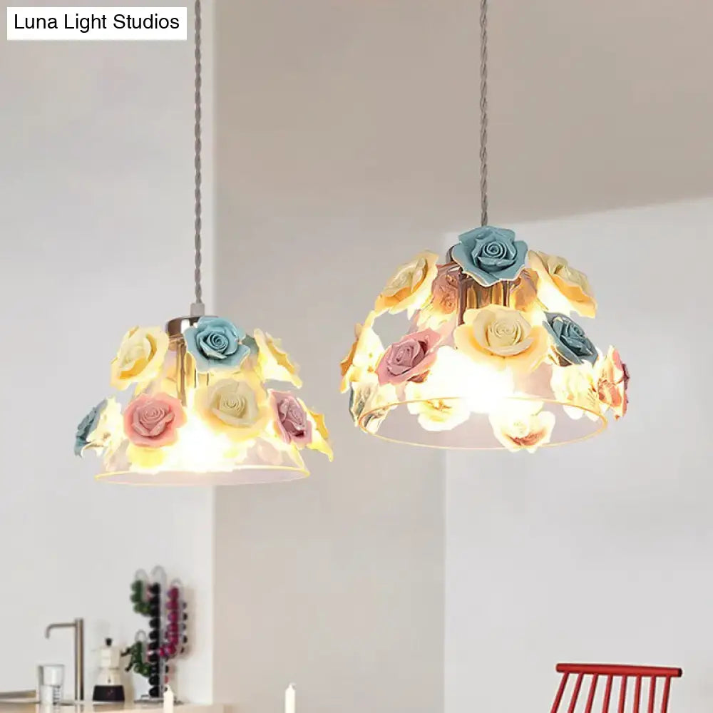 Modern transparent glass flower decor pendant – dining room light