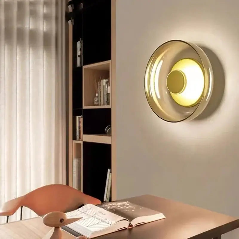 Modern gold and frosted glass led wall light bedroom sconce 3 pack