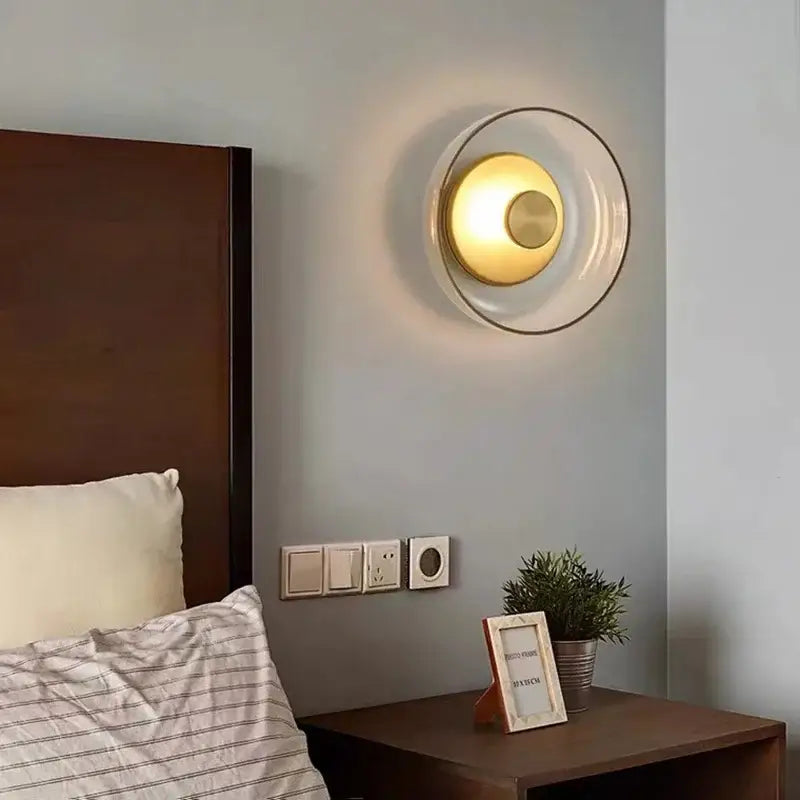 Modern gold and frosted glass led wall light bedroom sconce 3 pack