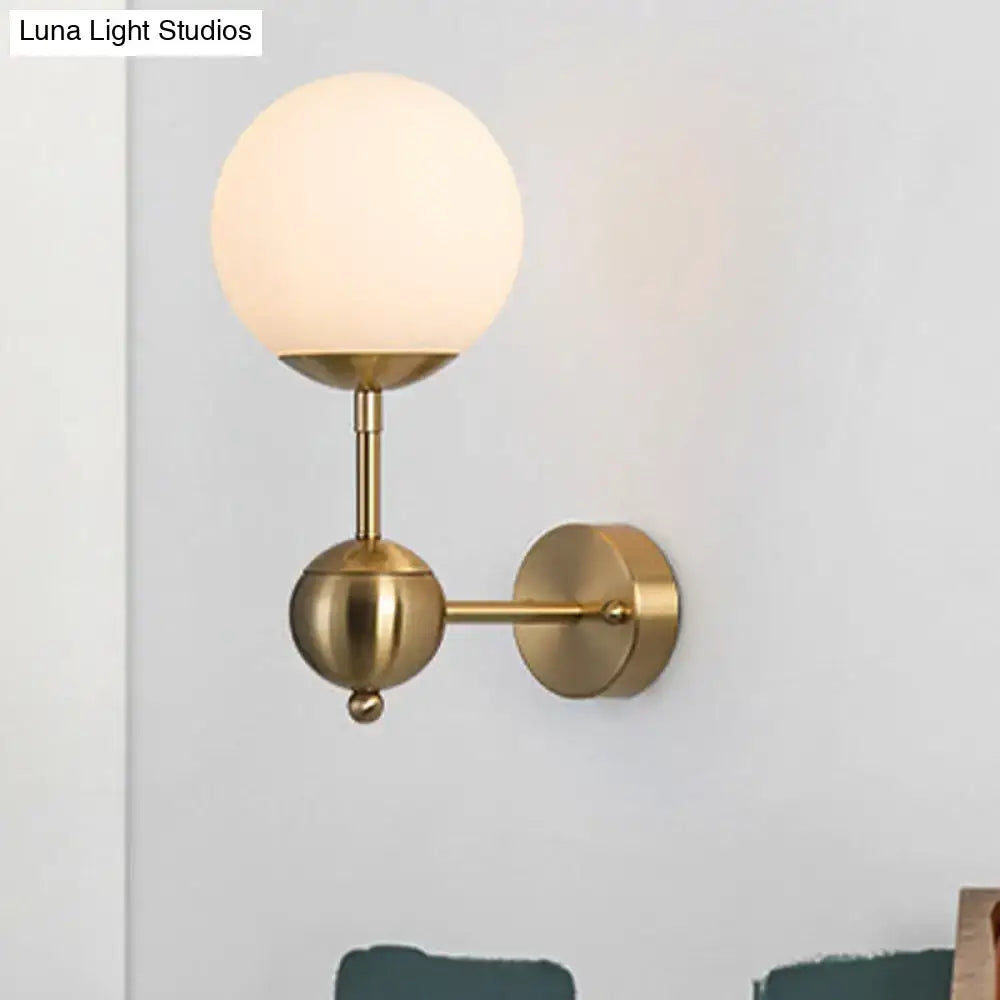 Modern brass and white glass globe sconce bathroom led light