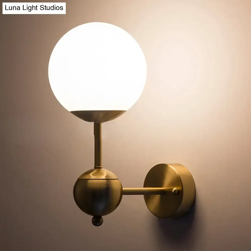Modern brass and white glass globe sconce bathroom led light