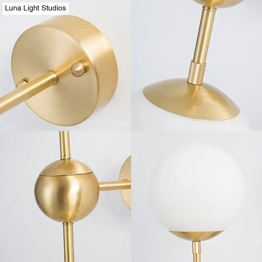 Modern brass and white glass globe sconce bathroom led light