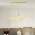 Modern gold 2-ring island lighting fixture for dining room