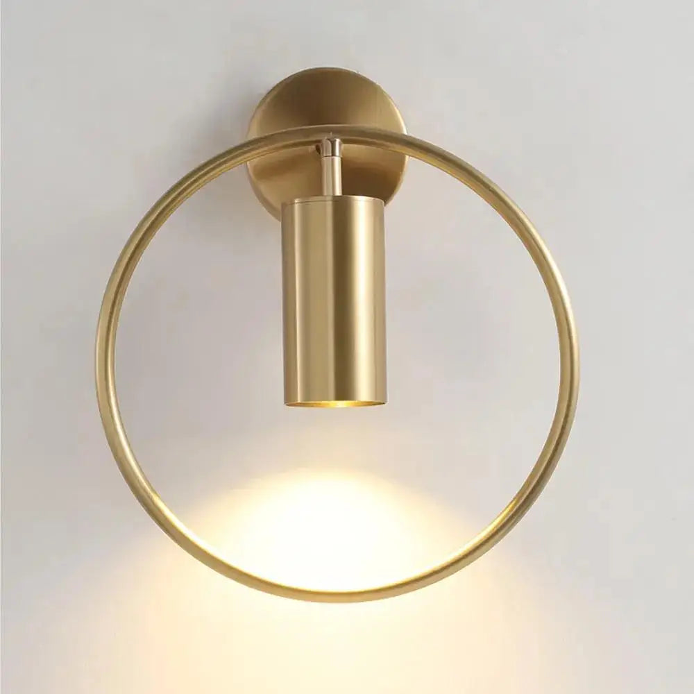 Modern black & gold circular wall sconce bedroom lamp