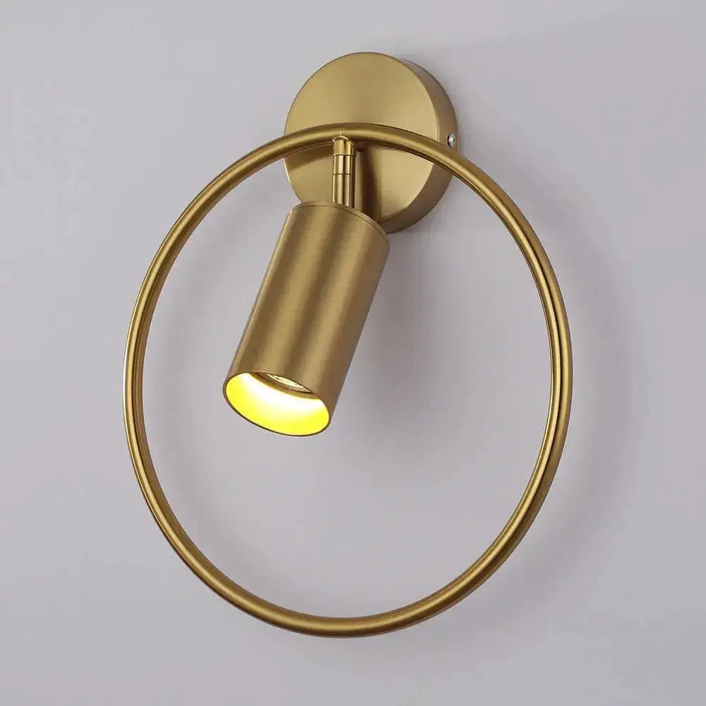 Modern black & gold circular wall sconce bedroom lamp