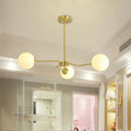 Modern gold ceiling light with white glass shades bedroom light features three globes