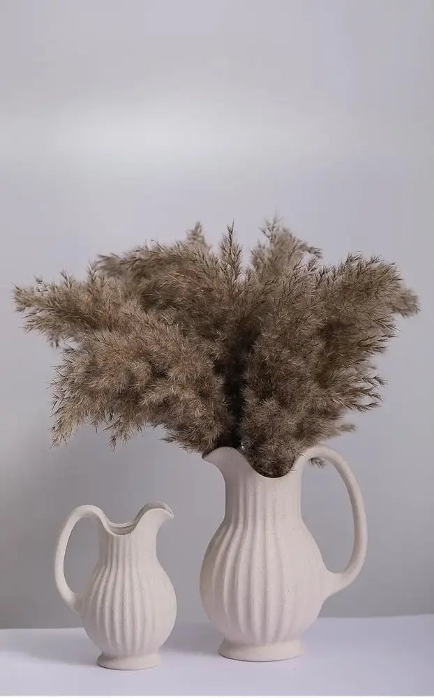 Ins style cream ceramic spiral vase living room decor