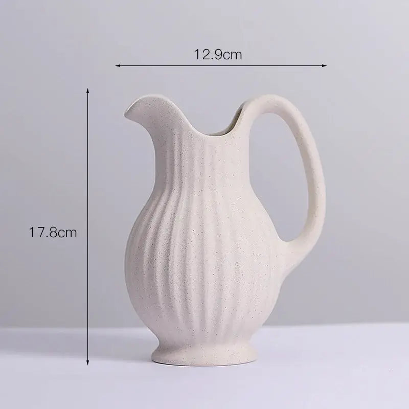 Ins style cream ceramic spiral vase living room decor