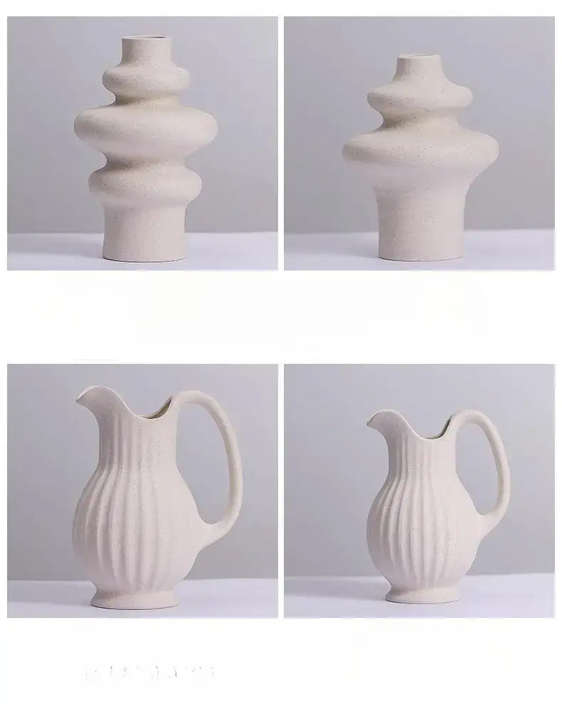 Ins style cream ceramic spiral vase living room decor