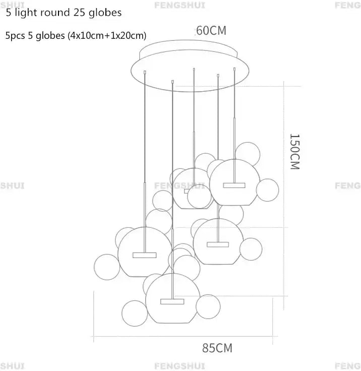 Modern led bubble ball chandelier living room pendant light