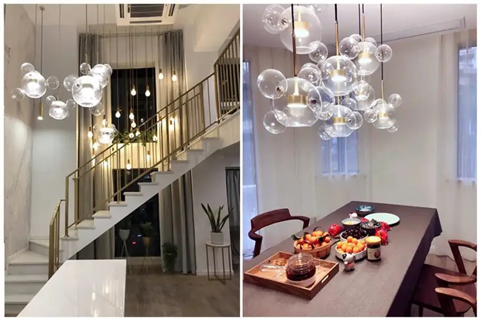 Modern led bubble ball chandelier living room pendant light