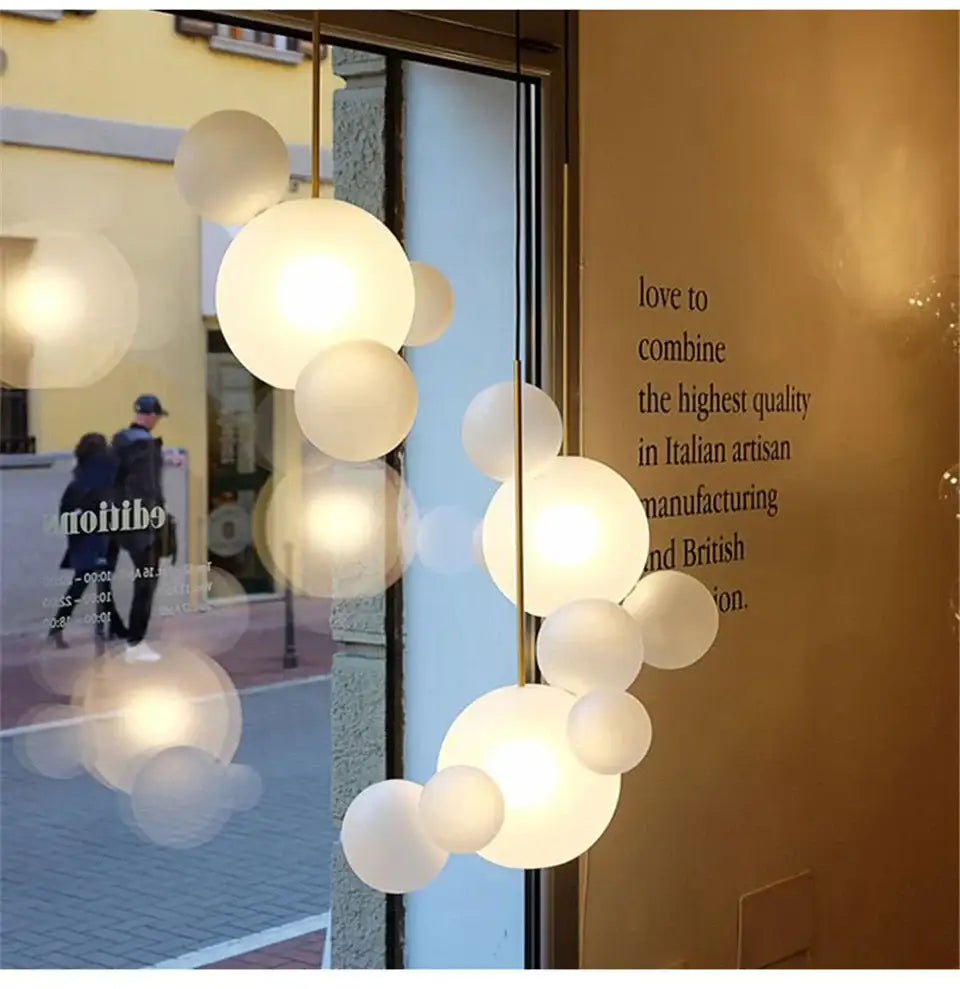 Modern led bubble ball chandelier living room pendant light