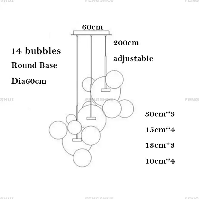 Modern minimalist led bubble chandelier dining room pendant light