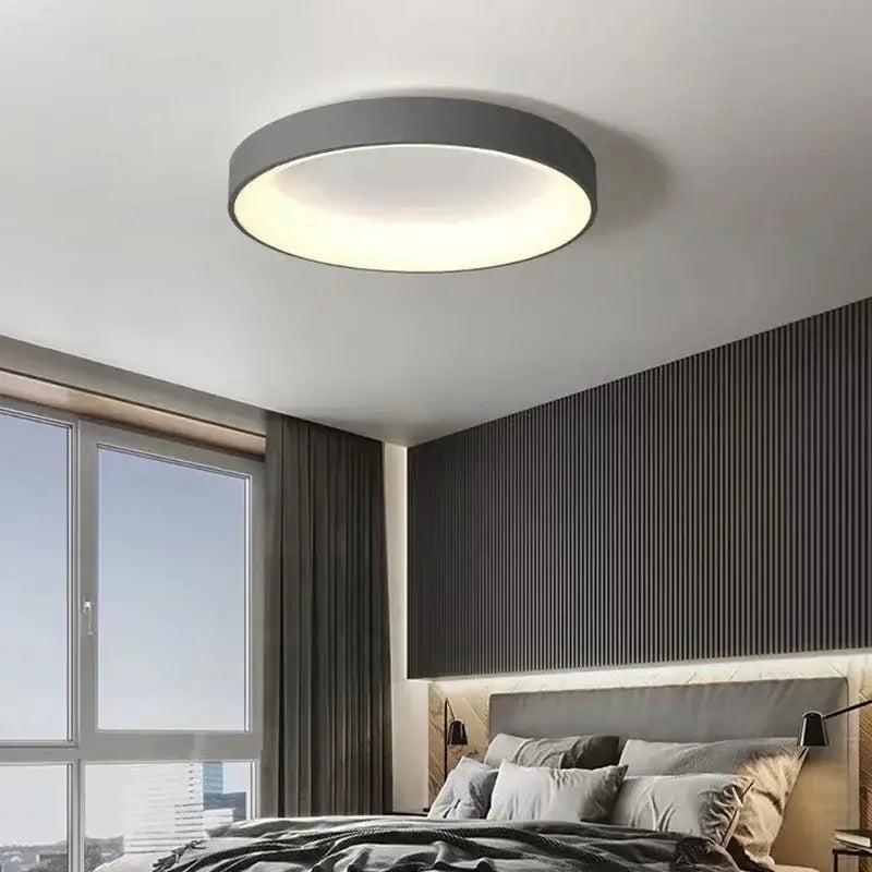 Modern white circular led ceiling light – living room warm glow
