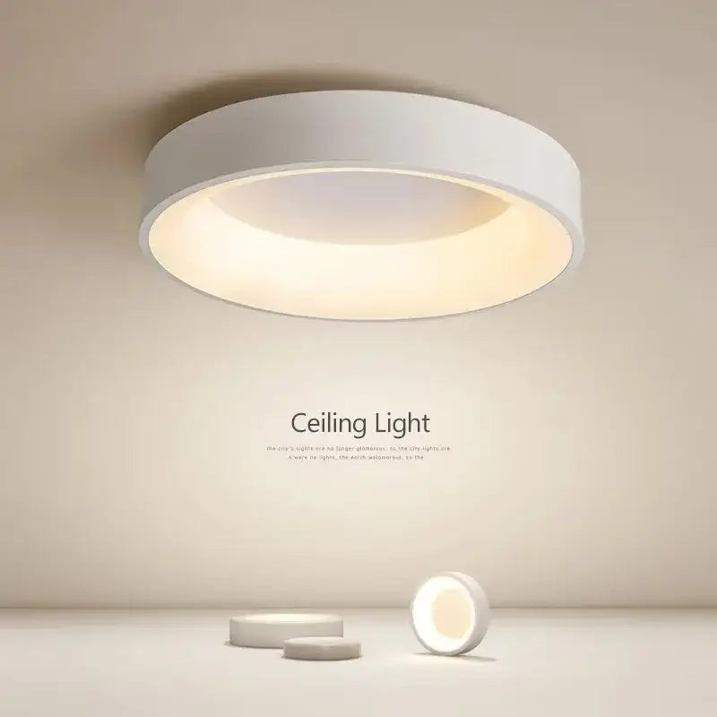 Modern white circular led ceiling light – living room warm glow
