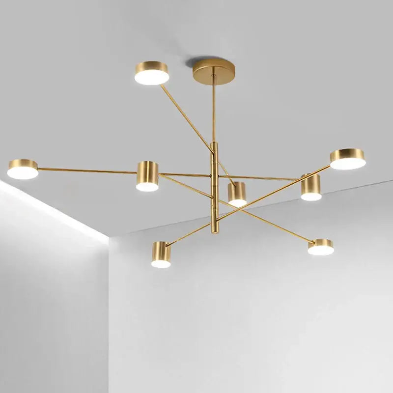 Modern gold & black led chandelier – living room minimalist light