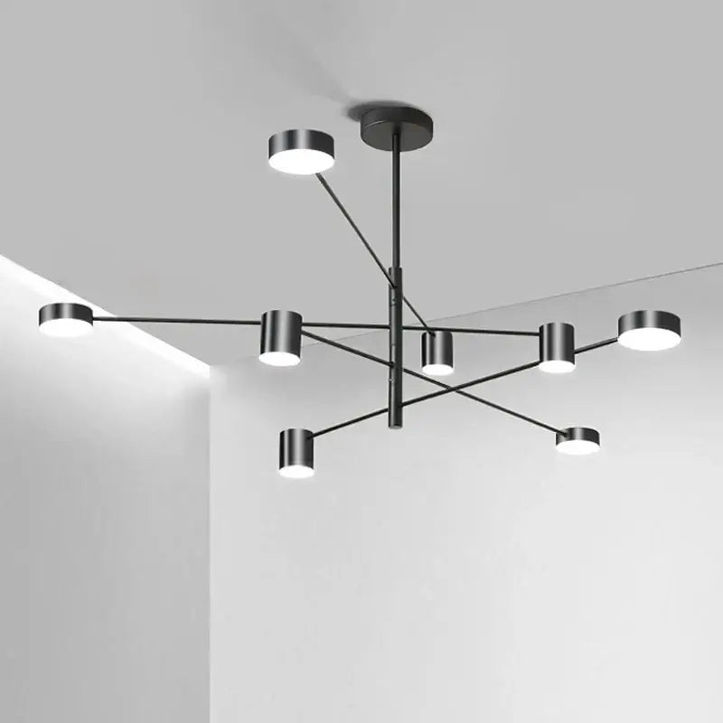 Modern gold & black led chandelier – living room minimalist light