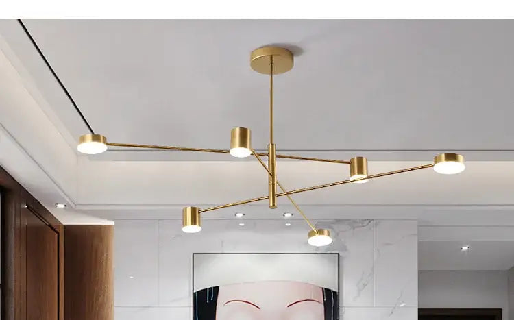 Modern gold & black led chandelier – living room minimalist light