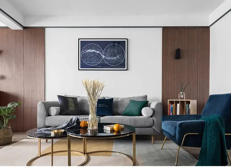 Modern gold & black led chandelier – living room minimalist light