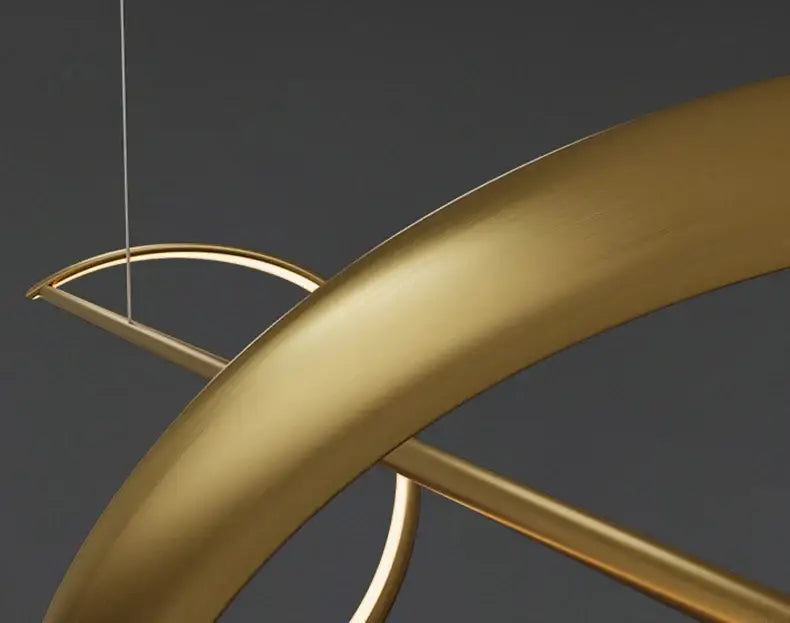 Modern gold curved led chandelier dining room pendant light