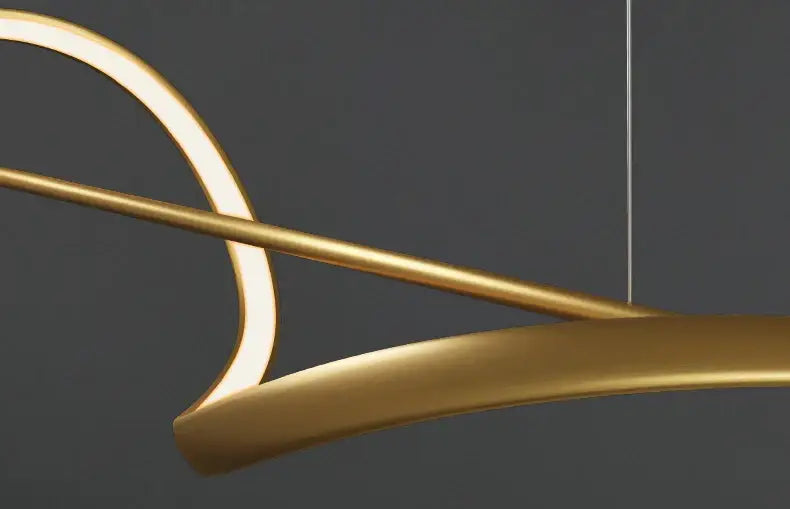 Modern gold curved led chandelier dining room pendant light