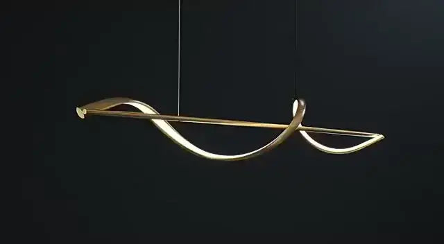 Modern gold curved led chandelier dining room pendant light