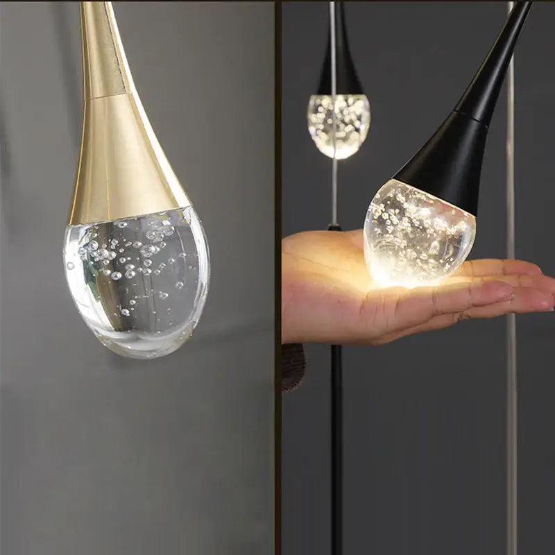 Modern gold led crystal chandelier dining room cascading pendant