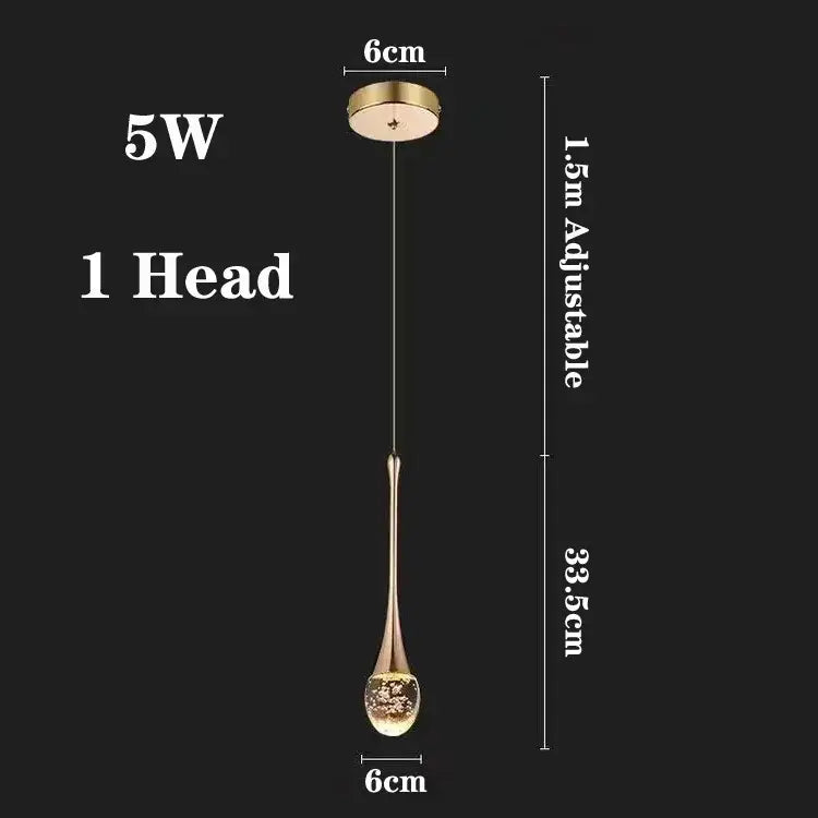 Modern gold led crystal chandelier dining room cascading pendant