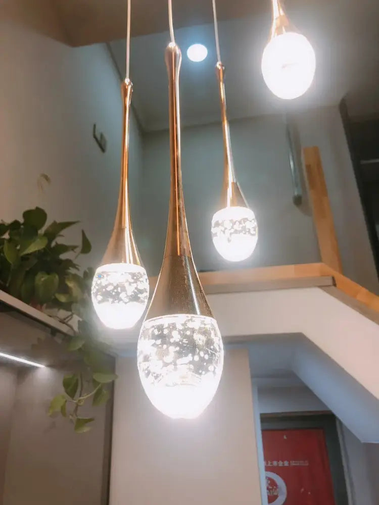 Modern gold led crystal chandelier dining room cascading pendant