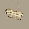 Modern led crystal pendant light chrome oval chandelier dining room