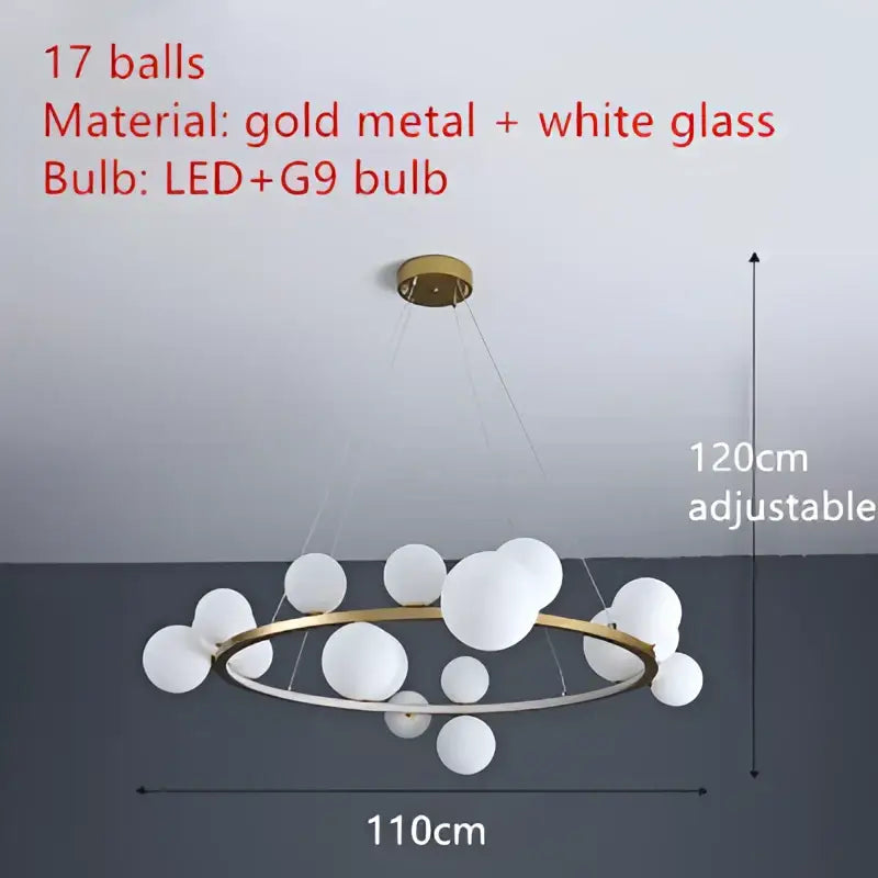 Modern black clear glass bubble led chandelier dining room light
