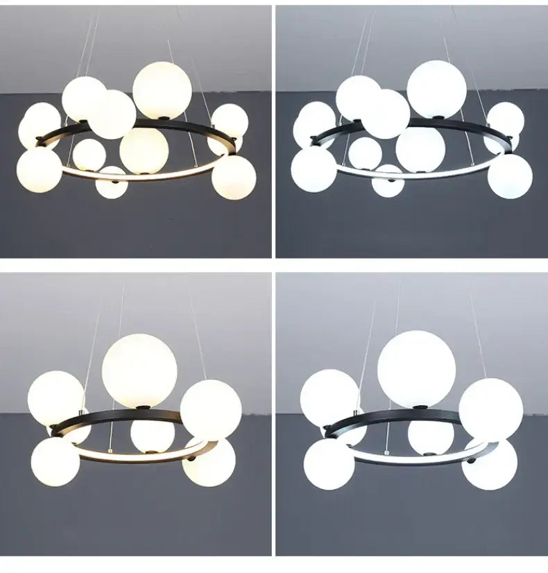 Modern black clear glass bubble led chandelier dining room light