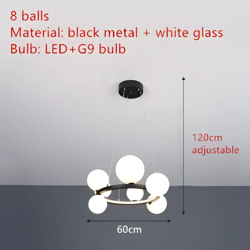 Modern black clear glass bubble led chandelier dining room light