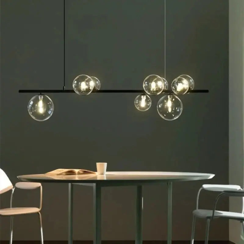 Modern black clear glass bubble led chandelier dining room light