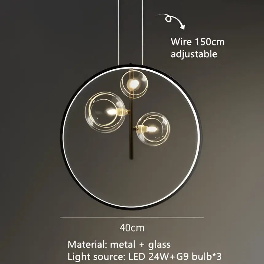 Modern black clear glass bubble led chandelier dining room light
