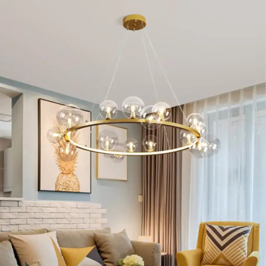 Modern black clear glass bubble led chandelier dining room light
