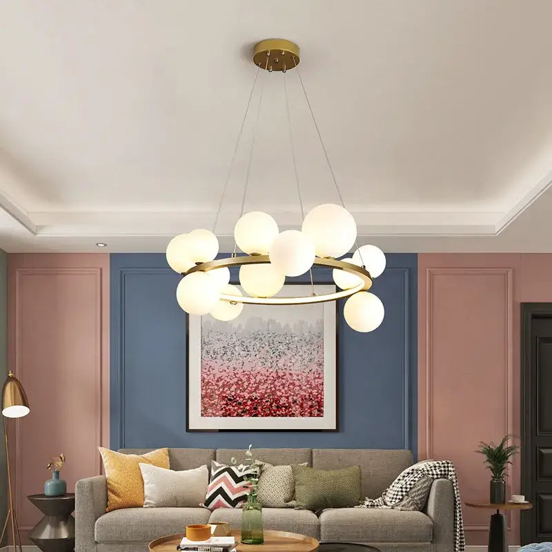 Modern black clear glass bubble led chandelier dining room light