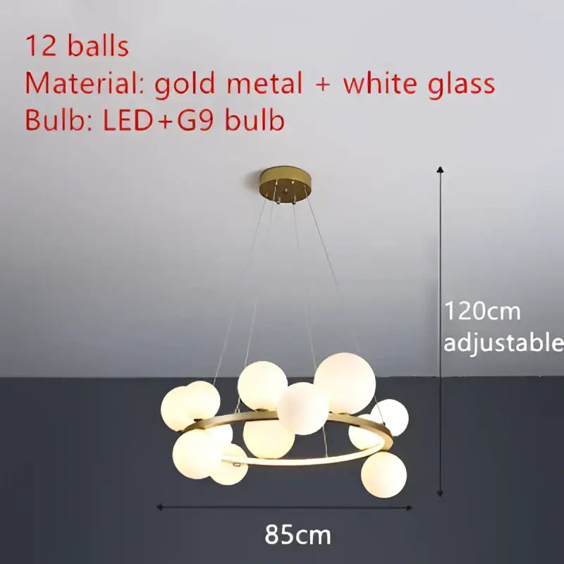 Modern black clear glass bubble led chandelier dining room light