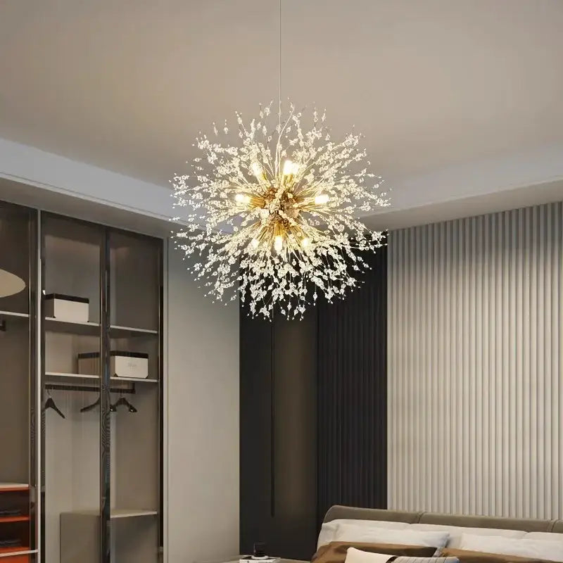 Modern gold branch led pendant – living room crystal chandelier