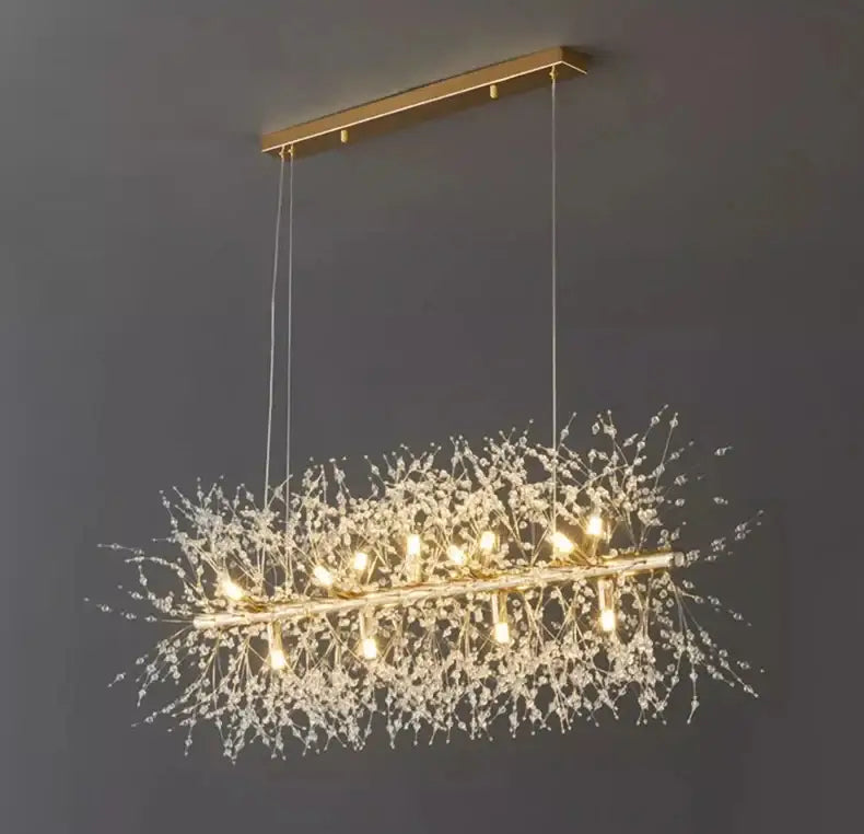 Modern gold branch led pendant – living room crystal chandelier