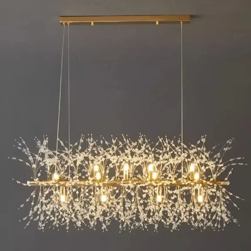 Modern gold branch led pendant – living room crystal chandelier