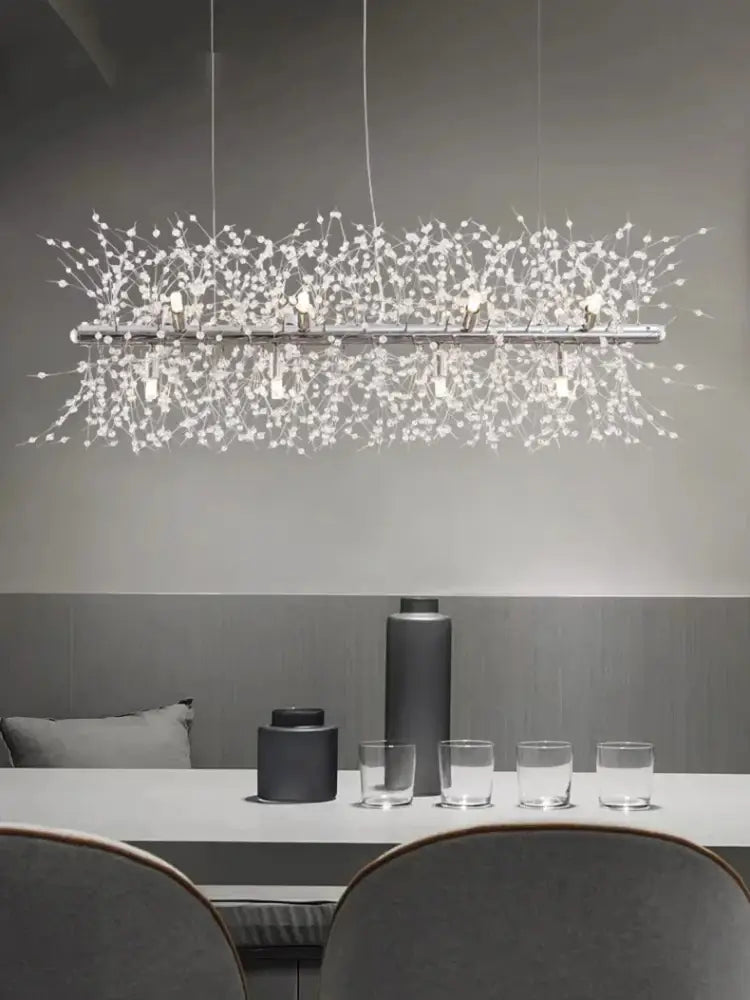 Modern gold branch led pendant – living room crystal chandelier