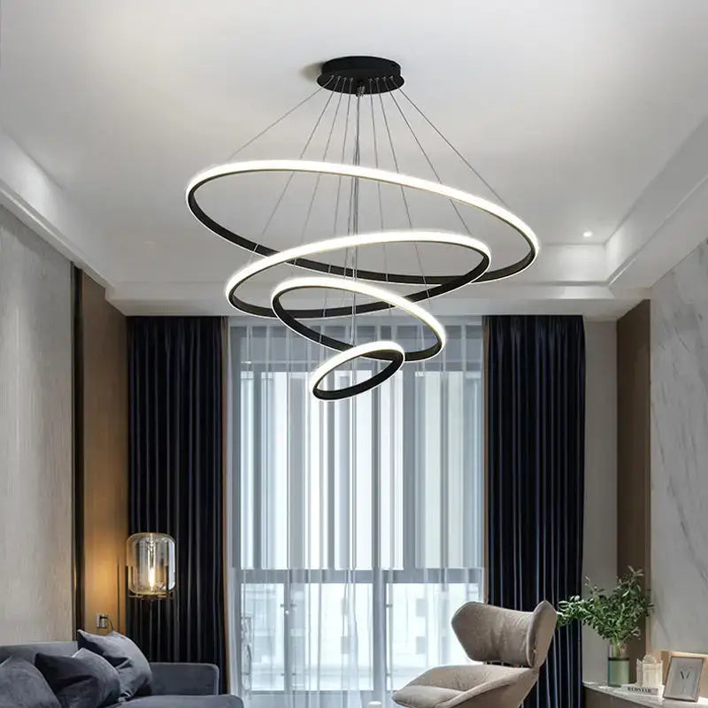 Modern gold spiral led pendant lamp dining room warm white