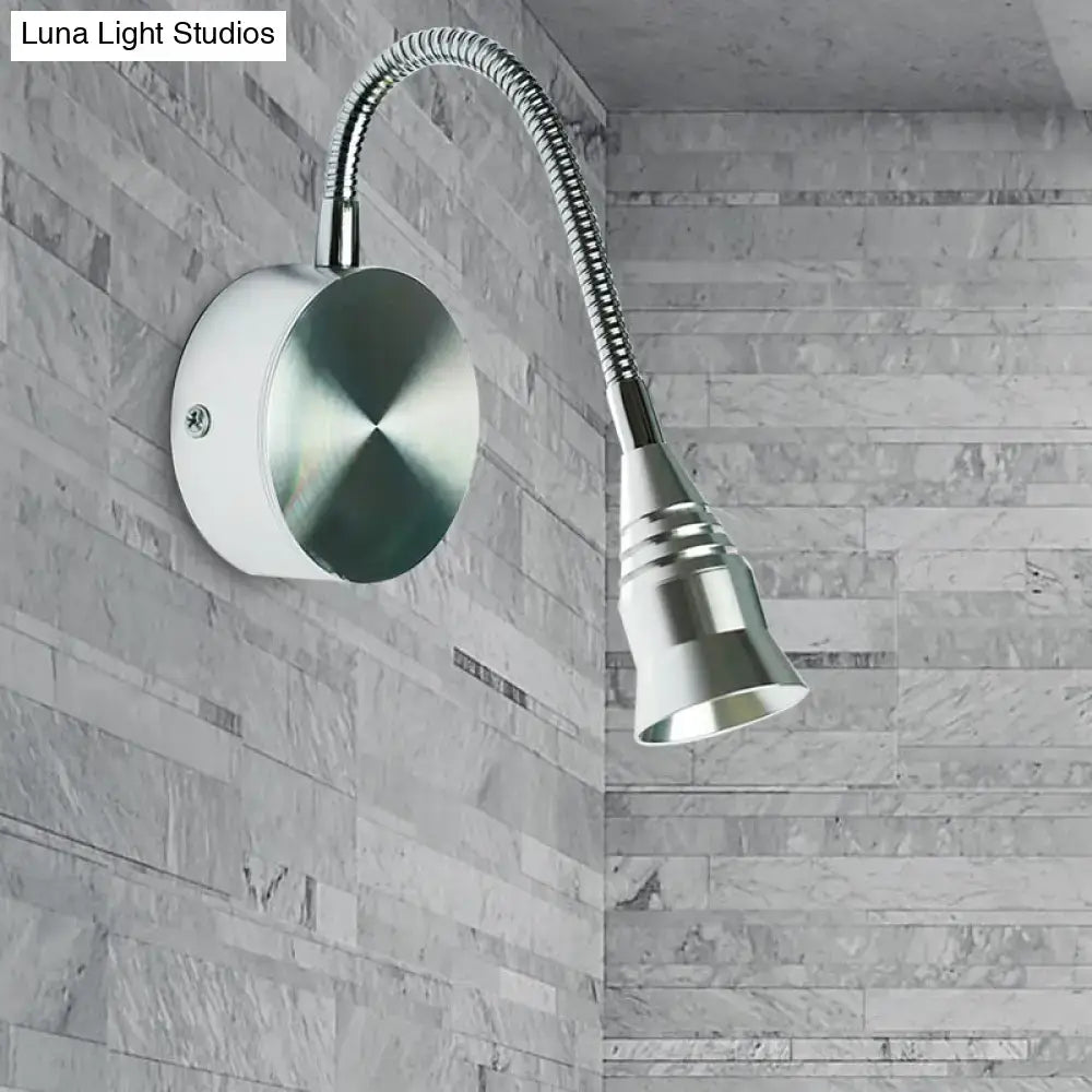 Modern chrome gooseneck sconce lamp bedroom direct wired electric