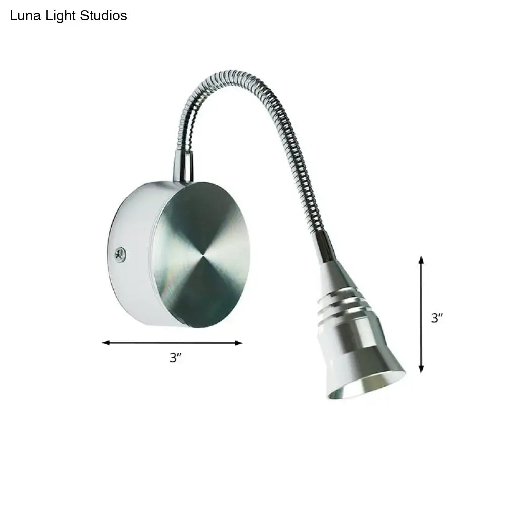 Modern chrome gooseneck sconce lamp bedroom direct wired electric