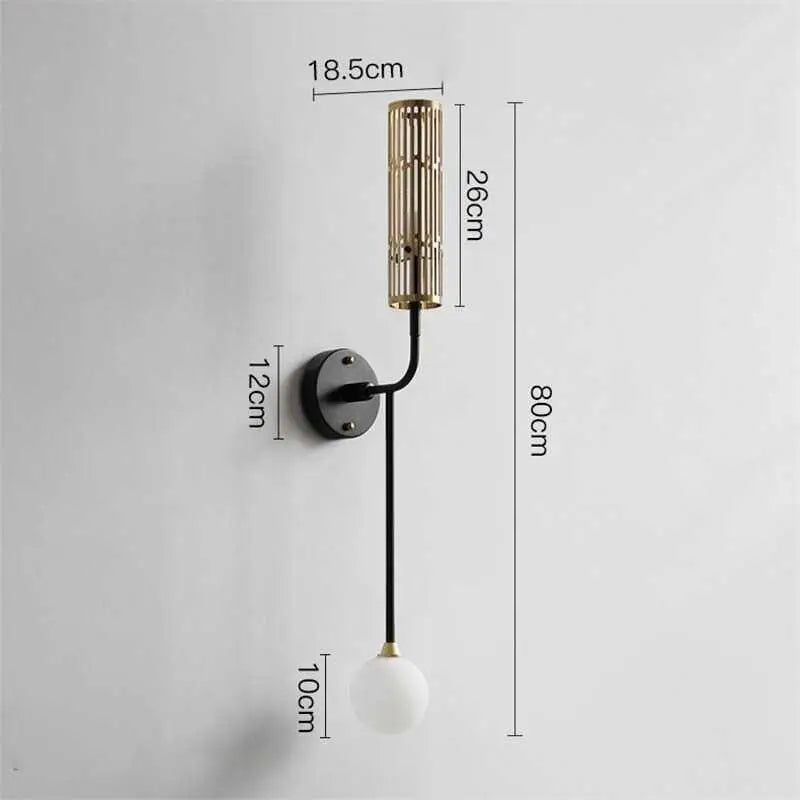 Modern black & gold wall sconce bedroom led light with slats